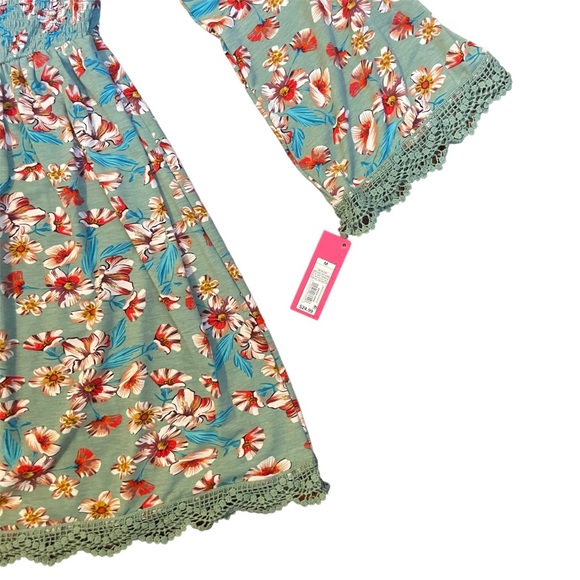NWT Juniors’ Xhilaration Jade Haze Off the Shoulder Floral Print  Dress Size M - Picture 4 of 8